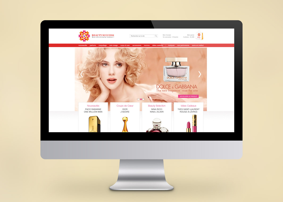 cosmetics Parfumes beauty success Web design UI ux ia information Ecommerce grid Layout French