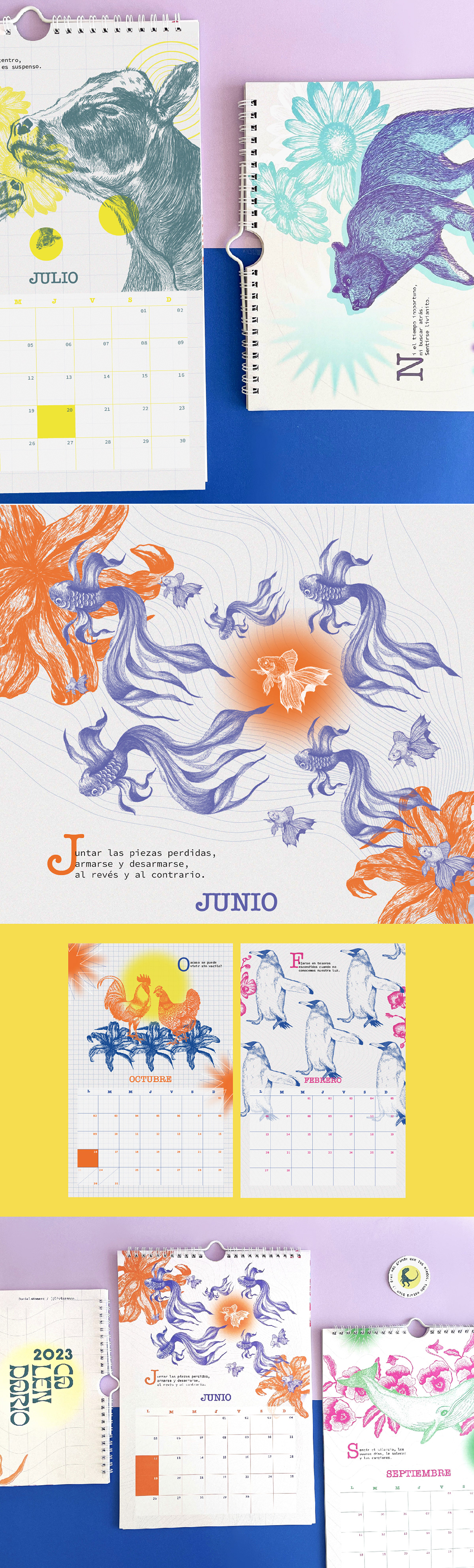 animals illustration calendar design color diseño gráfico flowers illustration ilustracion