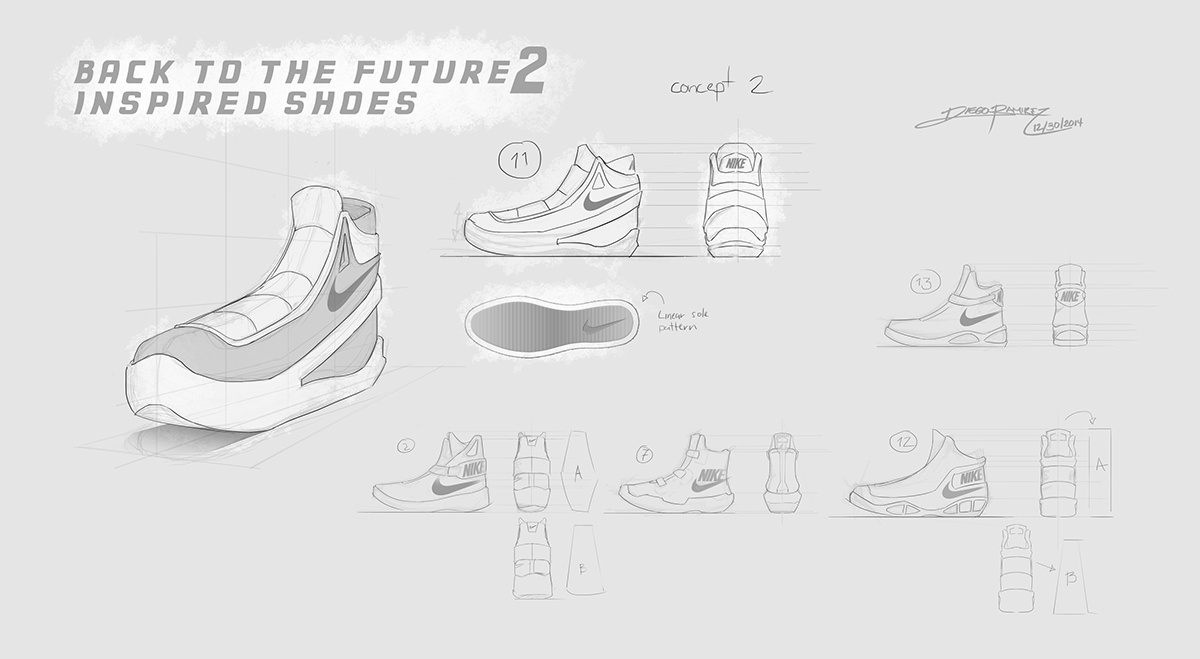 bttf shoes shoe design Nike year 2015 inspire photoshop sketch adobe sketch photoshop illustration