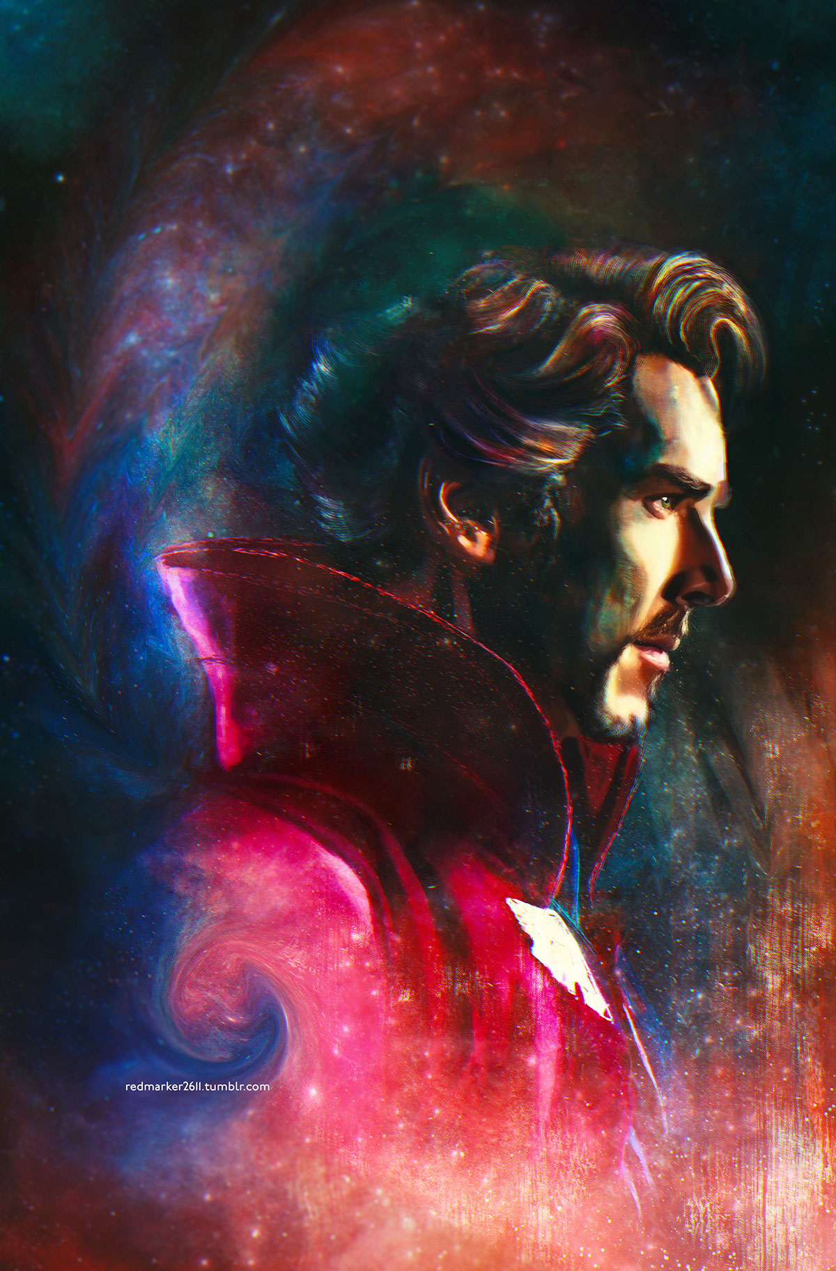 digital painting Fan Art marvel Doctor Strange Dr. Strange made with wacom Adobe Illuminate Benedict Cumberbatch mcu Hyped comics PS_wholewideworld what if