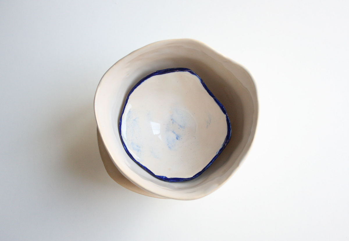 Pottery ceramica pattern White blue