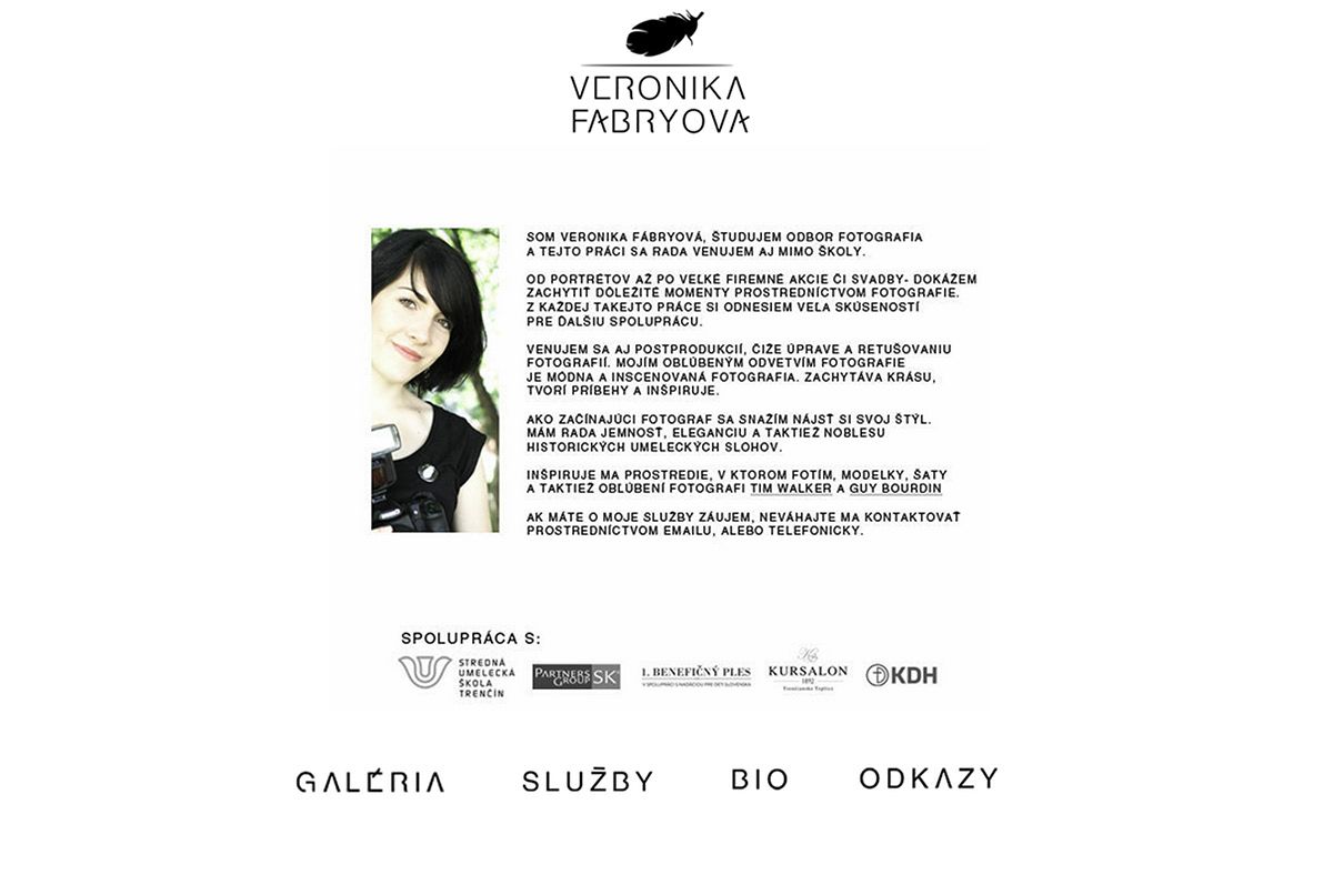 Veronika photo promo identity feather helvetica
