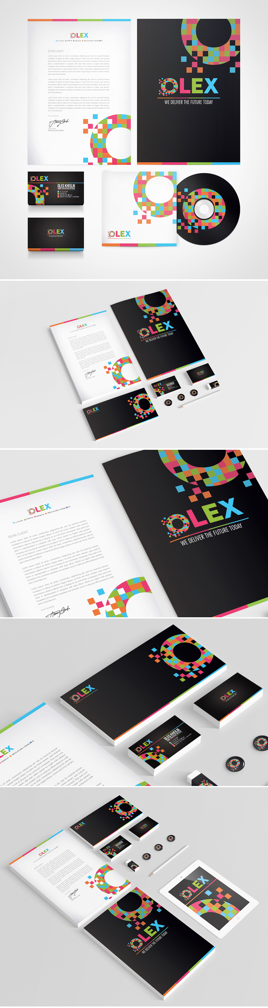 pixel branding colorful branding Corporate Identity identity visual identity brand branding stationary corporate color OLEX olex branding