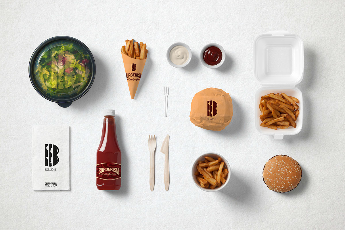 burger logo bugerism ism creative Icon colors restaurant design identity b logo B Icon