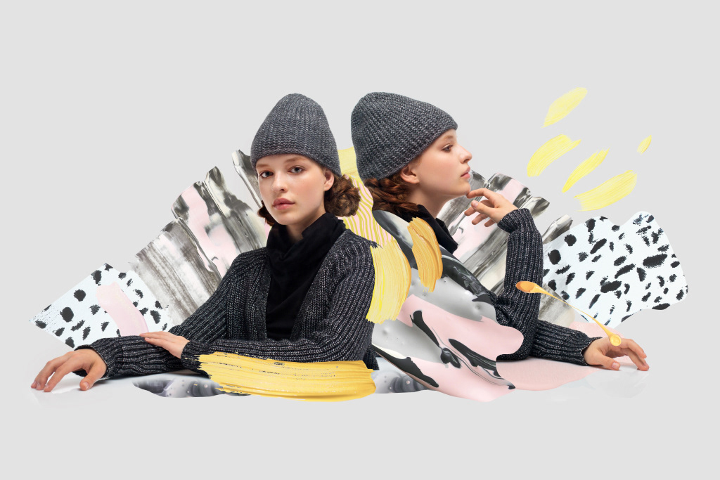 collage strokes art retouch headwear hat brush