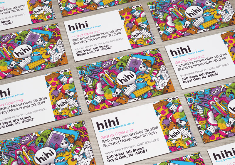 rainbow doodle hihi store brand kawaii poster business card design direction art creative