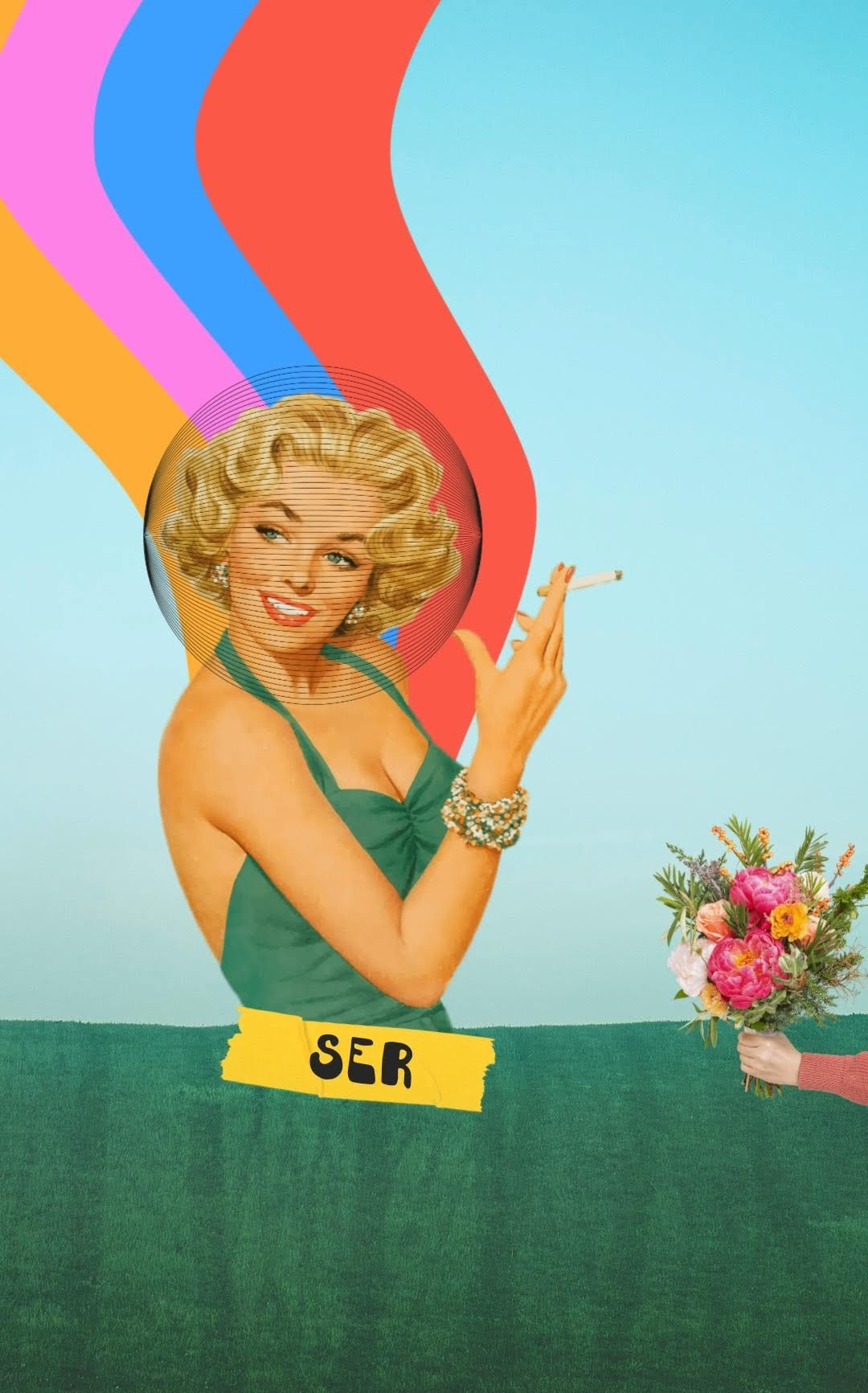 Marilyn Monroe colour collage Flowers woman's power