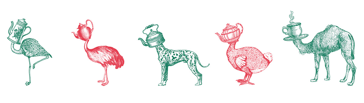 animals brand identity branding  chile design surrealism tea teahouse tearoom ONEIRIC