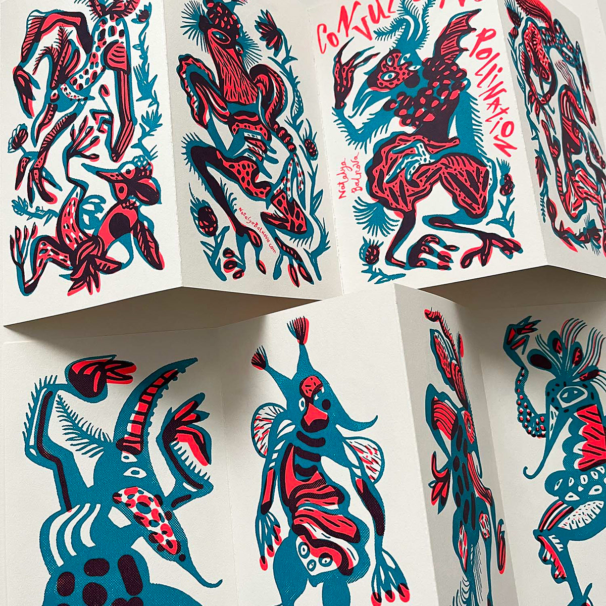 artbook book book design Character design  creatures lettering print printmaking silkscreen Zine 