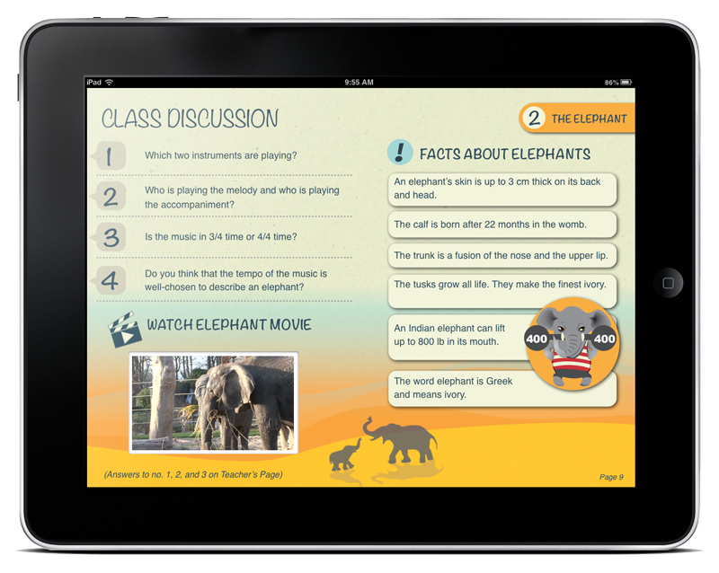 e-book  ibook interactive animals classical music textbook iPad
