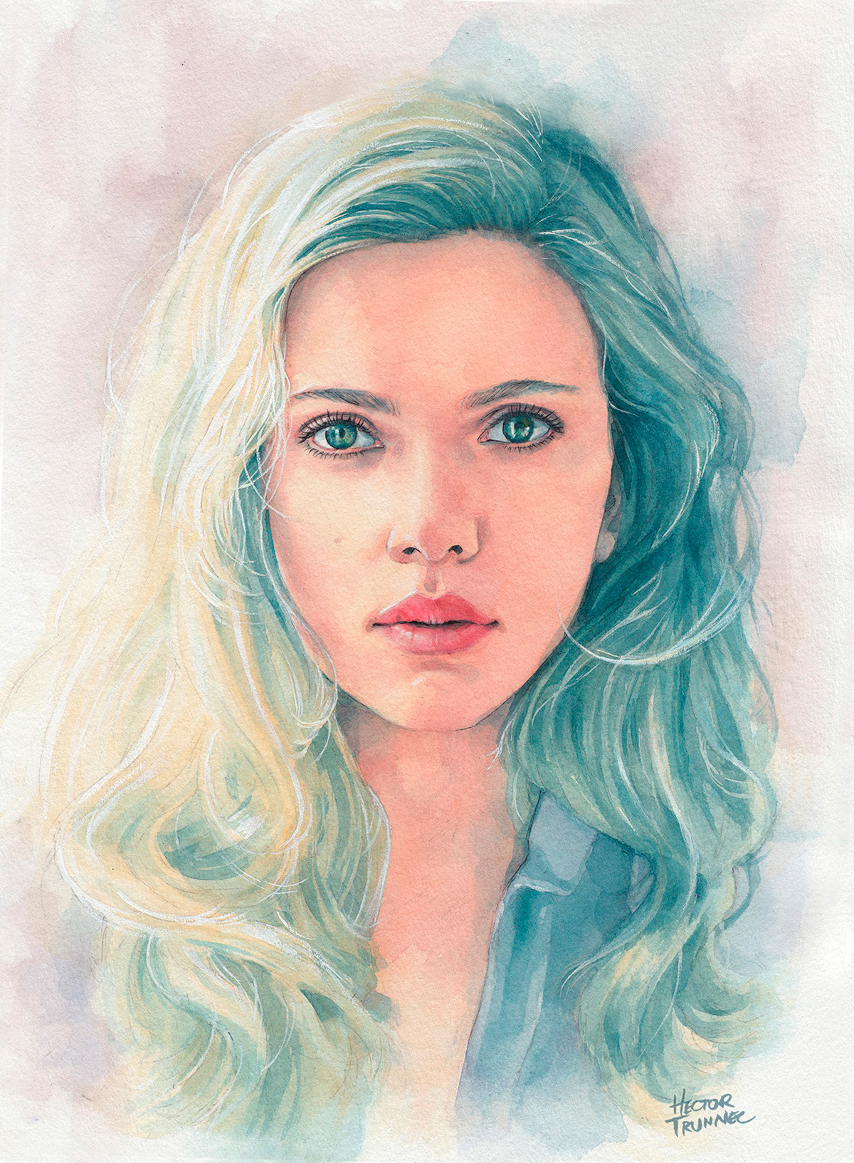 ScarlettJohansson watercolor portrait paint water color woman actress fanart movie blackwidow Beautiful