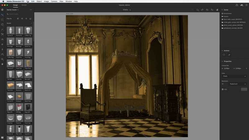 tutorial Adobe Dimension 3d render Rijksmuseum 3D model baroque art history museum adobe stock