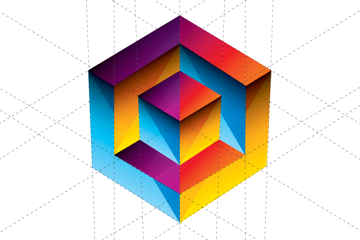 Adobe Portfolio logo hexagon  colour  color  colourful multicolor bright  strong communication modern  edgy dimension