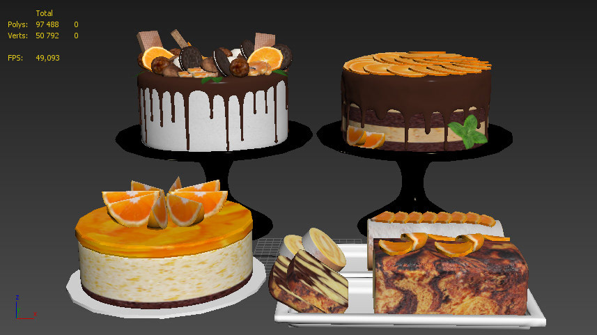 3D model visualization bakery cake orange tangerine oreo cookie sweet Candy