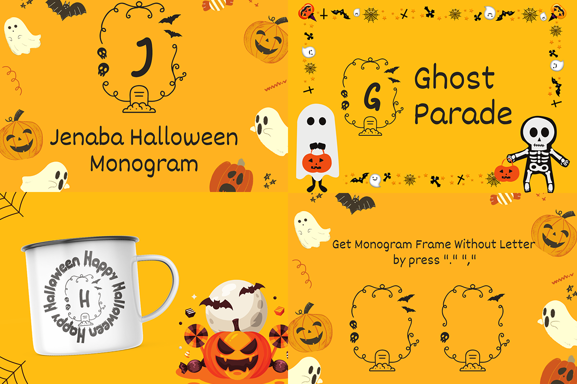 Advertising  bundle craft font Halloween halloween bundle halloween font halloween monogram Logo Design monogram