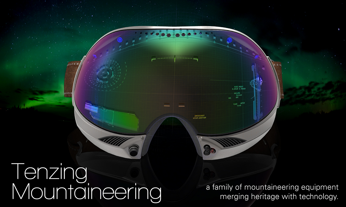 snow goggles awesome future concept mountaineering alpine sports Sunglasses industrial SCAD HUD heads up display heritage vintage