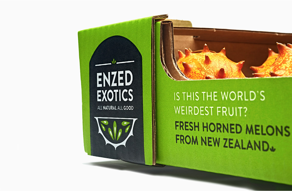 enzed exotics Fruit horned melon branding  identity Packaging New Zealand quirky