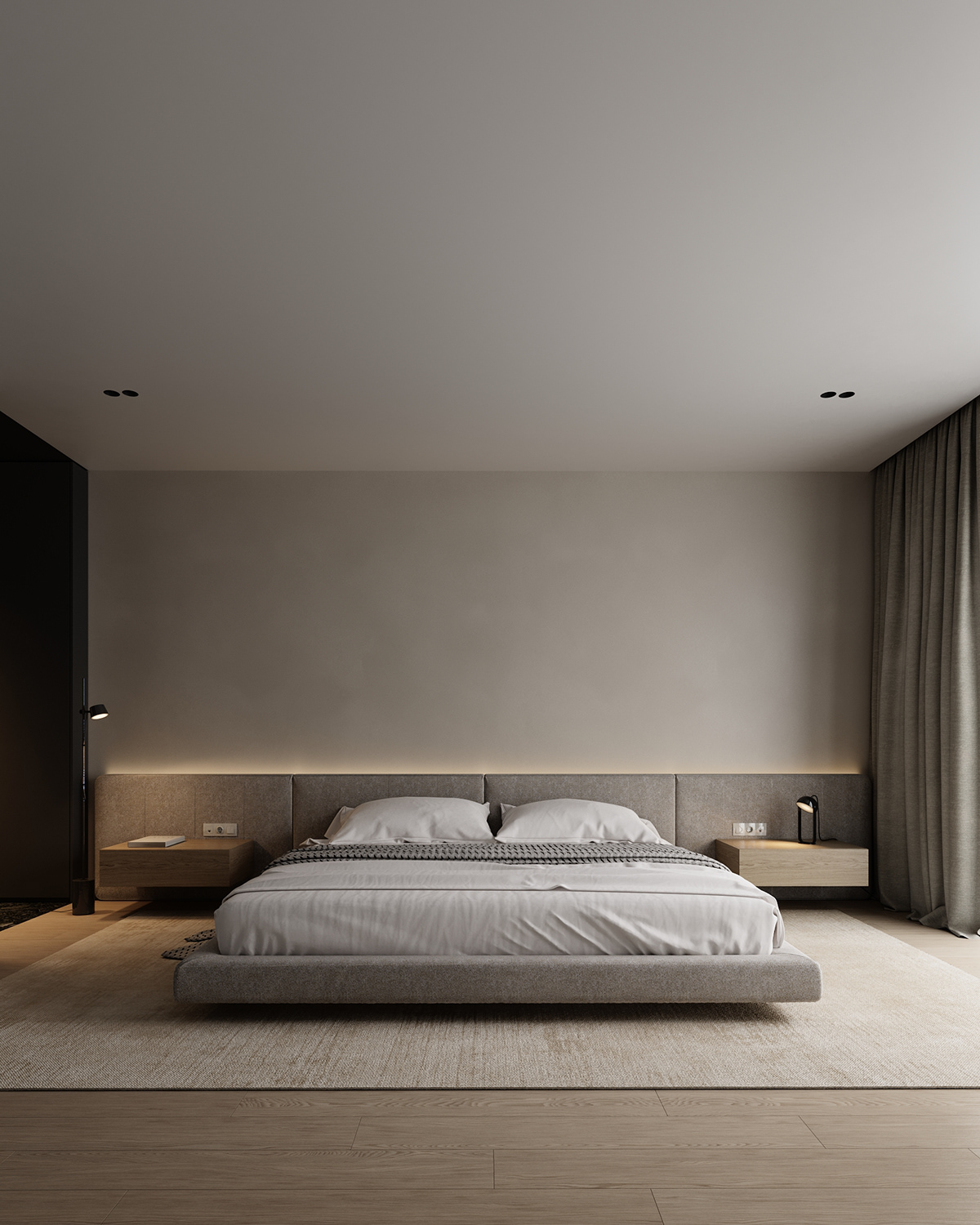 visualization Render interior design  3ds max corona bedroom winter Minimalism zen