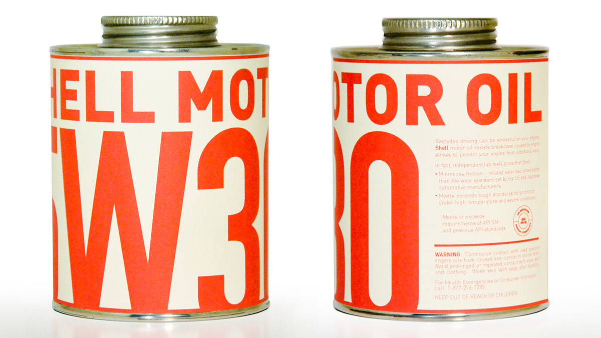 shell motor oil vintage tin can eco-friendly Packaging red yellow