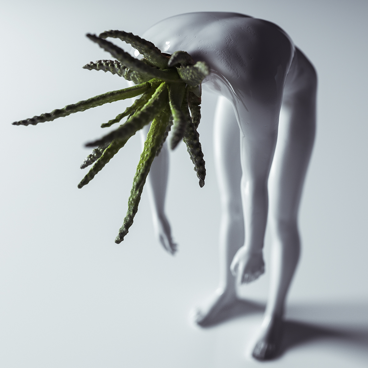 3D art human body woman man plants Minimalism sculptures rendering