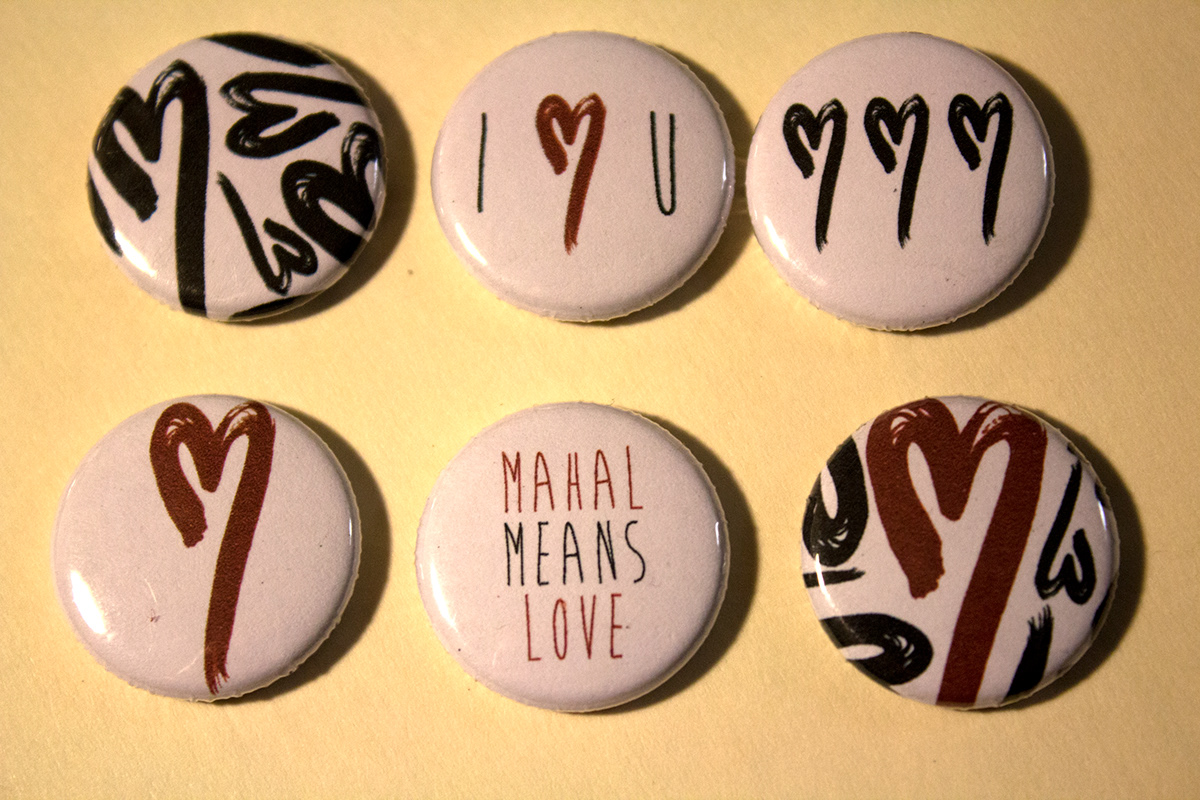 Mahal buttons pins logo cards Business Cards tees t-shirts t-shirt hangtag price tag mannequin Display