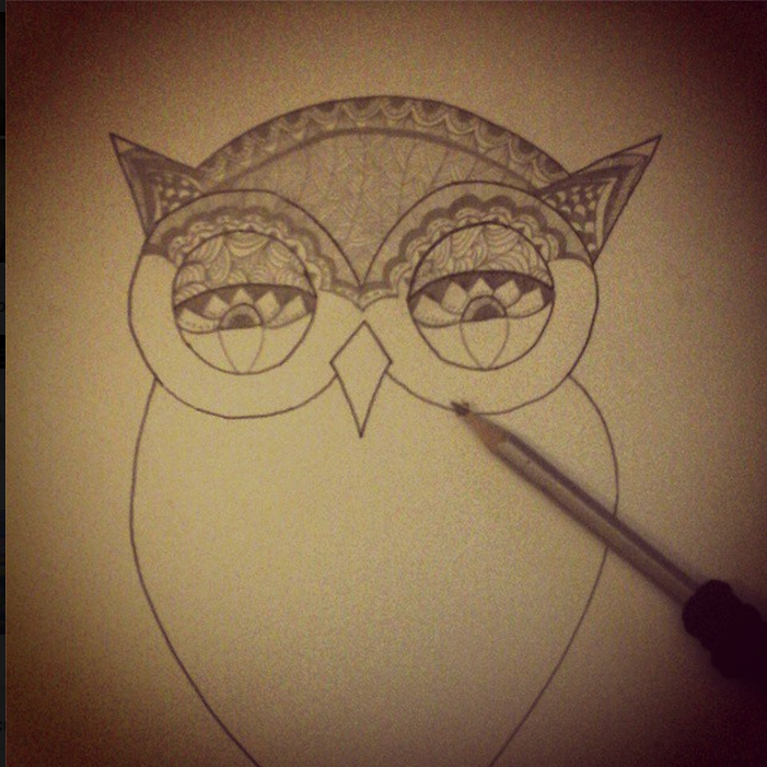 zen zentangle zentangleowl owl doodle artwork blackandwhite tattoo hibou #furniture  #textile #FABRICS Artherapy