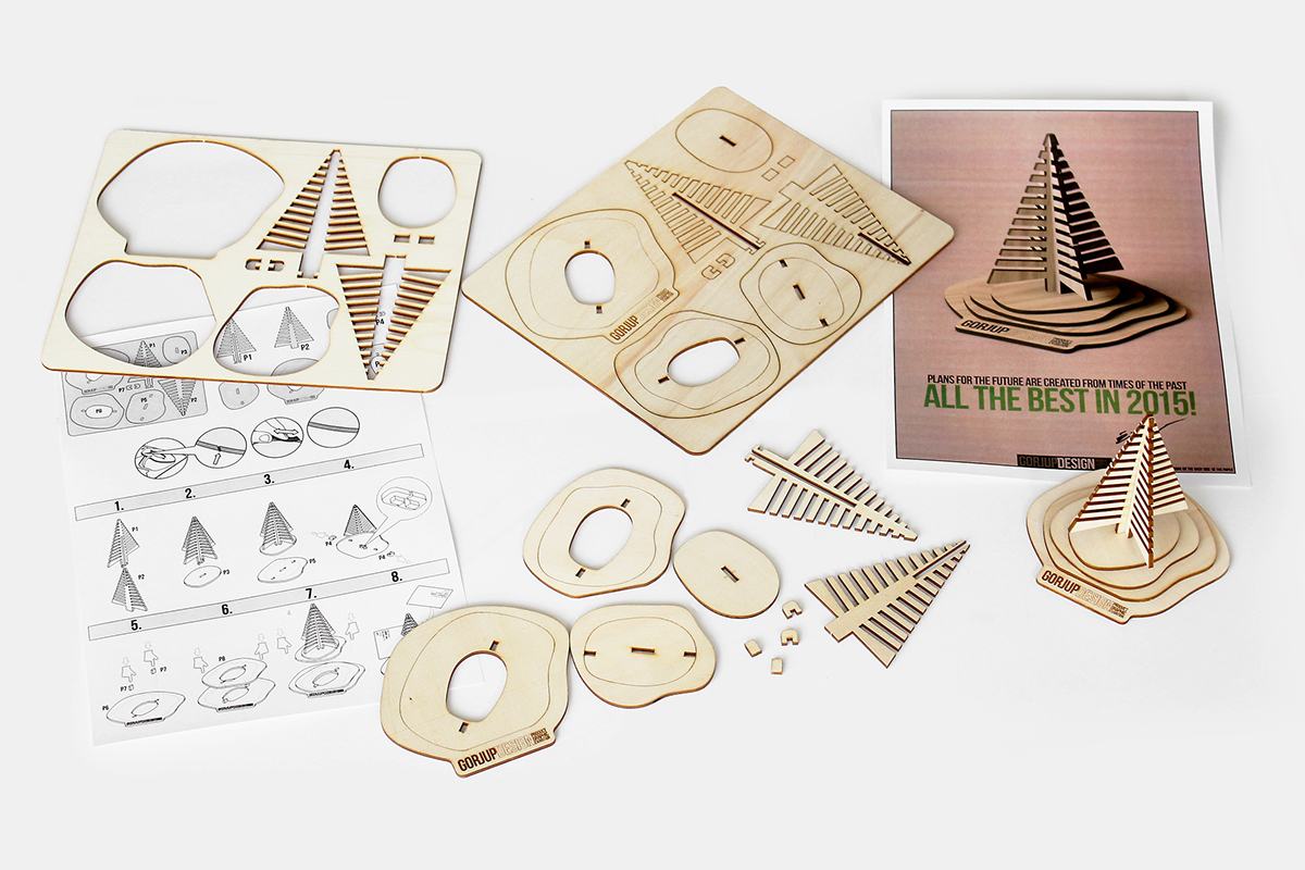 3D puzzle wood Christmas Tree  card holder gift DIY laser engraving flatpack flat Pack visiting