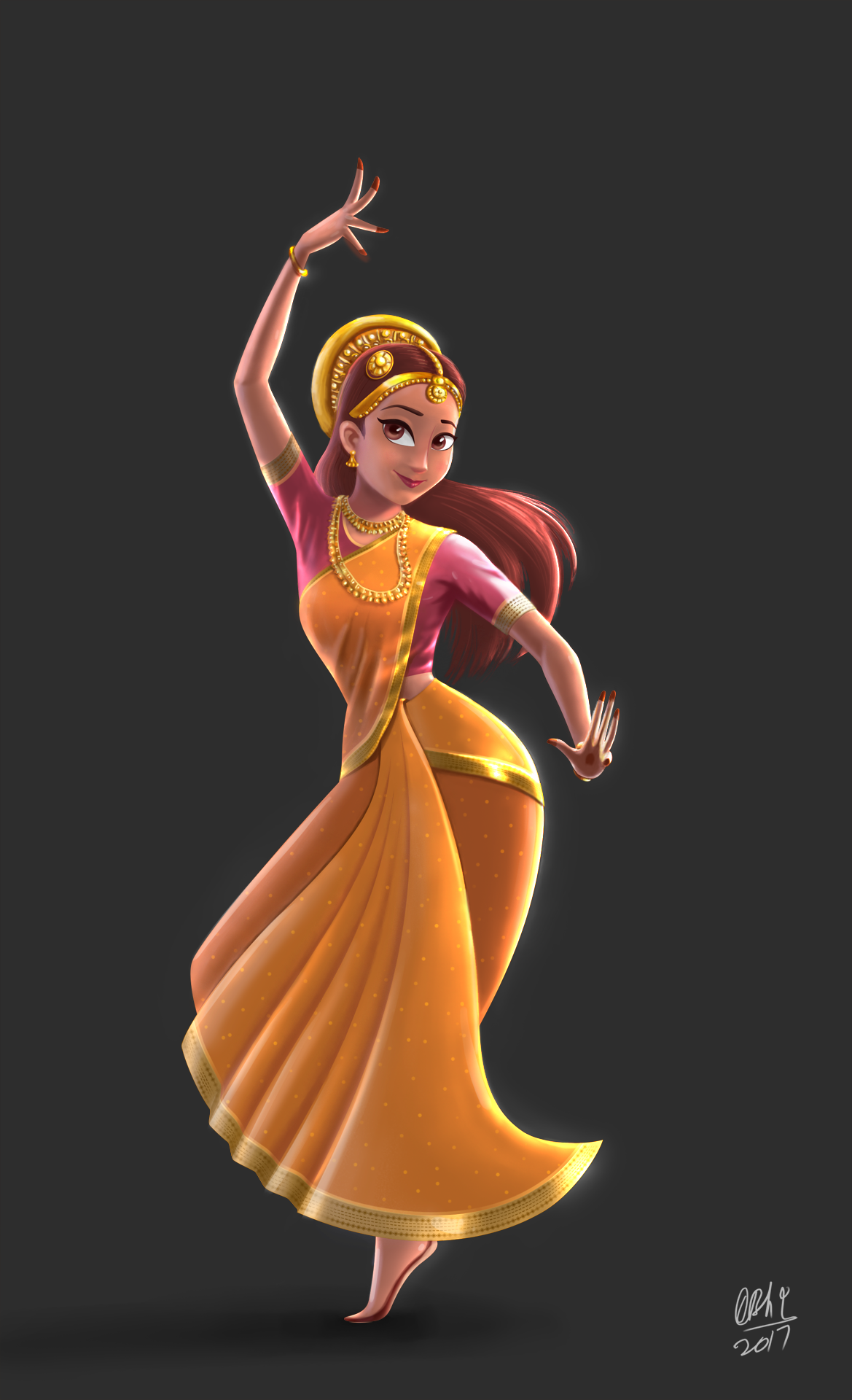 Digital Art  Character design  character design challenge indian dancer dancer girl character nepal indian India