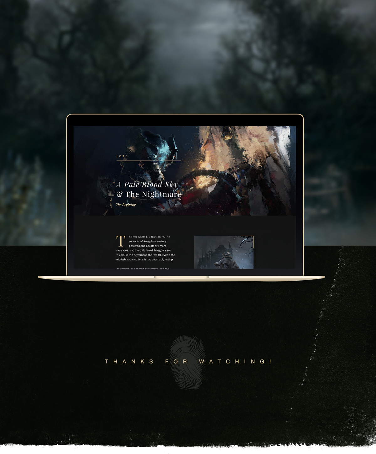 user experience landing page Gaming Bloodborne dark souls Demon's Souls playstation Sony from soft Games Video Games gothic horror lovecraft editorial