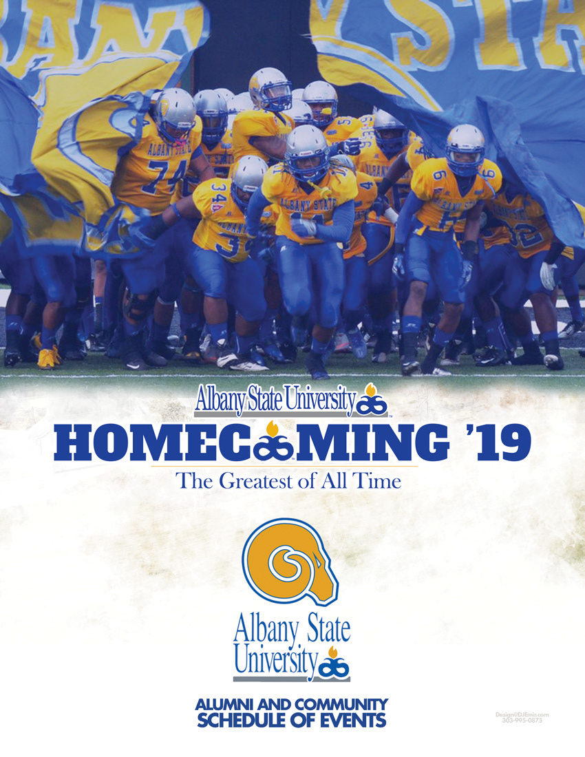 albany state university ASU ASU Rams football Homecoming brochure design Flyer Designs poster Street Festival Flyer Gala