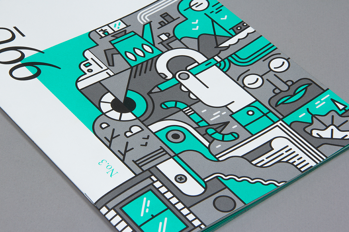 magazine Quarterly 99U Behance green design graphic simple minimal matias corea