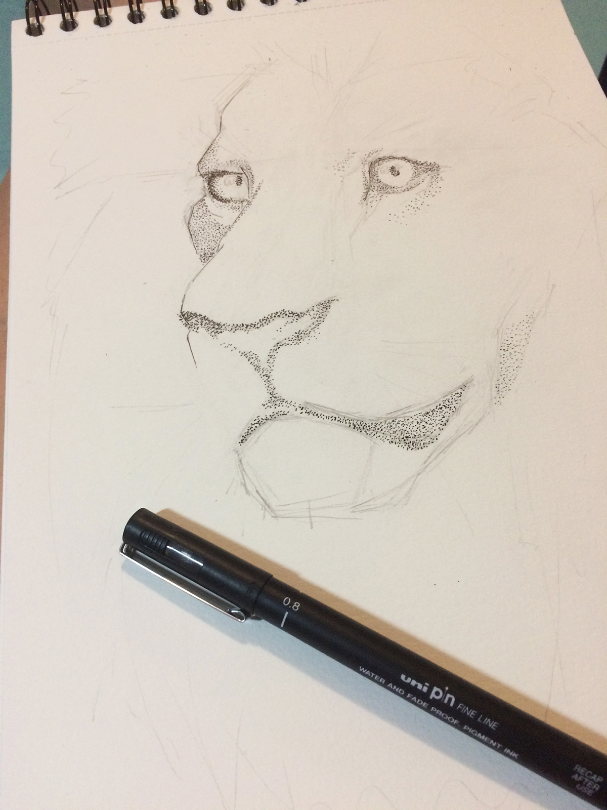 ILLUSTRATION  Drawing  art lion pontilhismo animal Pointillism