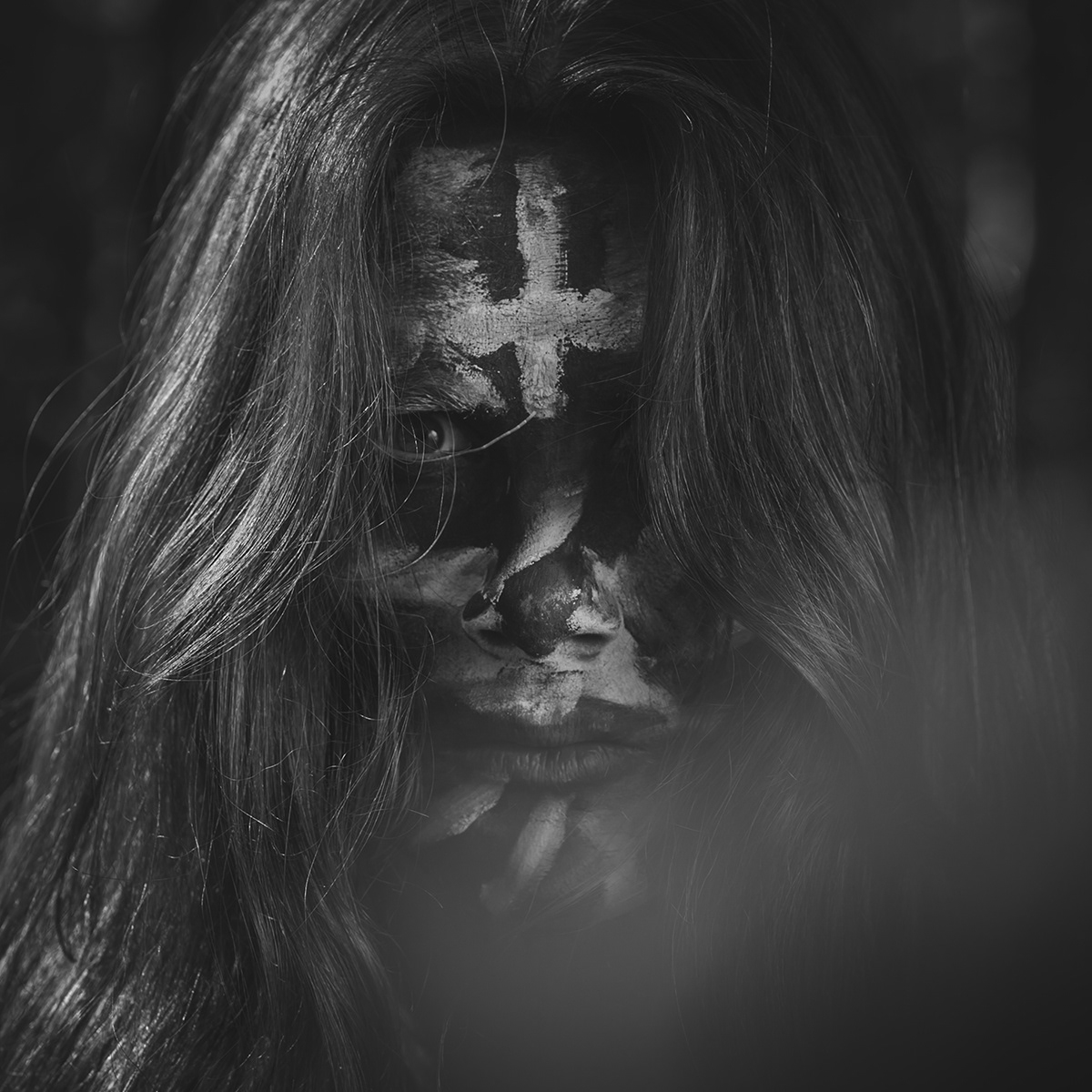 black metal portrait band horror corpse paint black & white