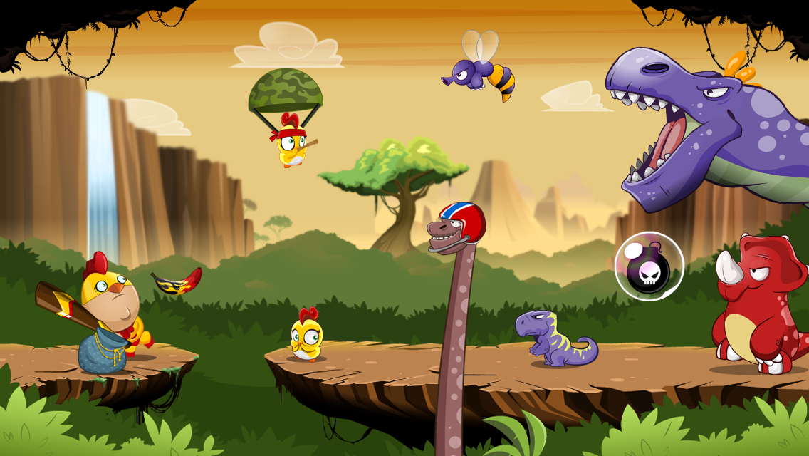 Chicken Boy mobile game action game fun stuff funny dinosaurs monsters chicks jungle fat kid awesome game stupid