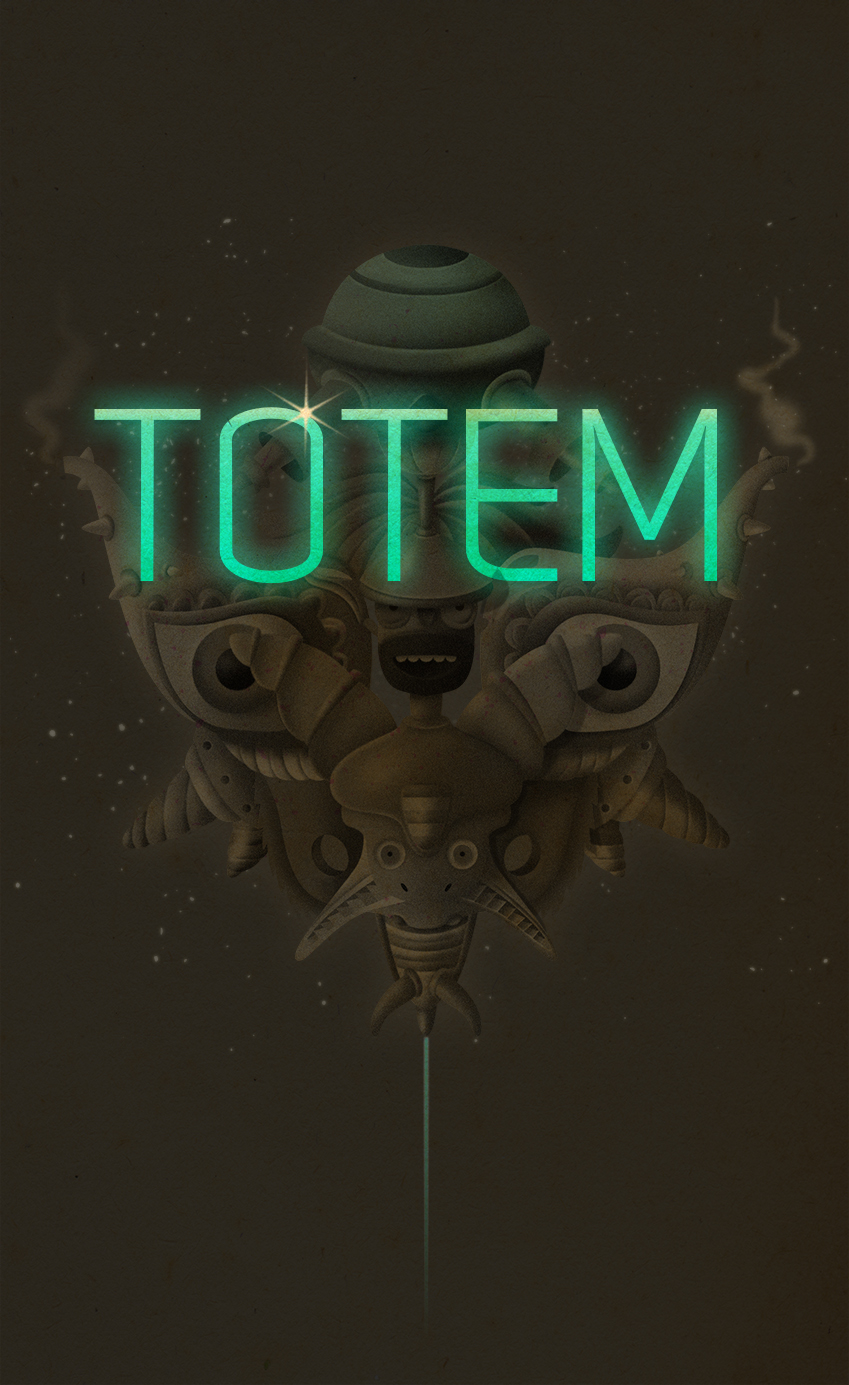 Totem robots Mechanic metallic texture lights photoshop characters Space 