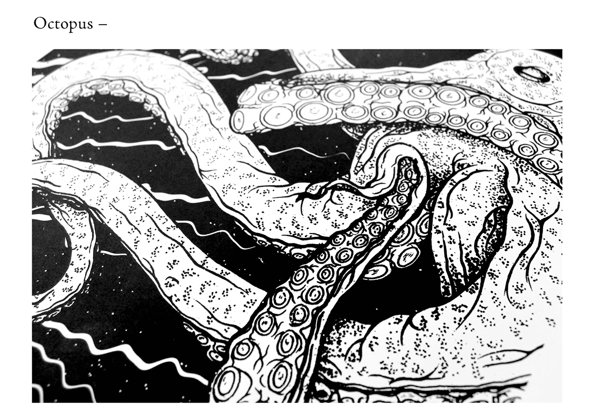 ram snakes octopus black silkscreen screenprint poster affiche sérigraphie Trinity trinité noir esoterism evil