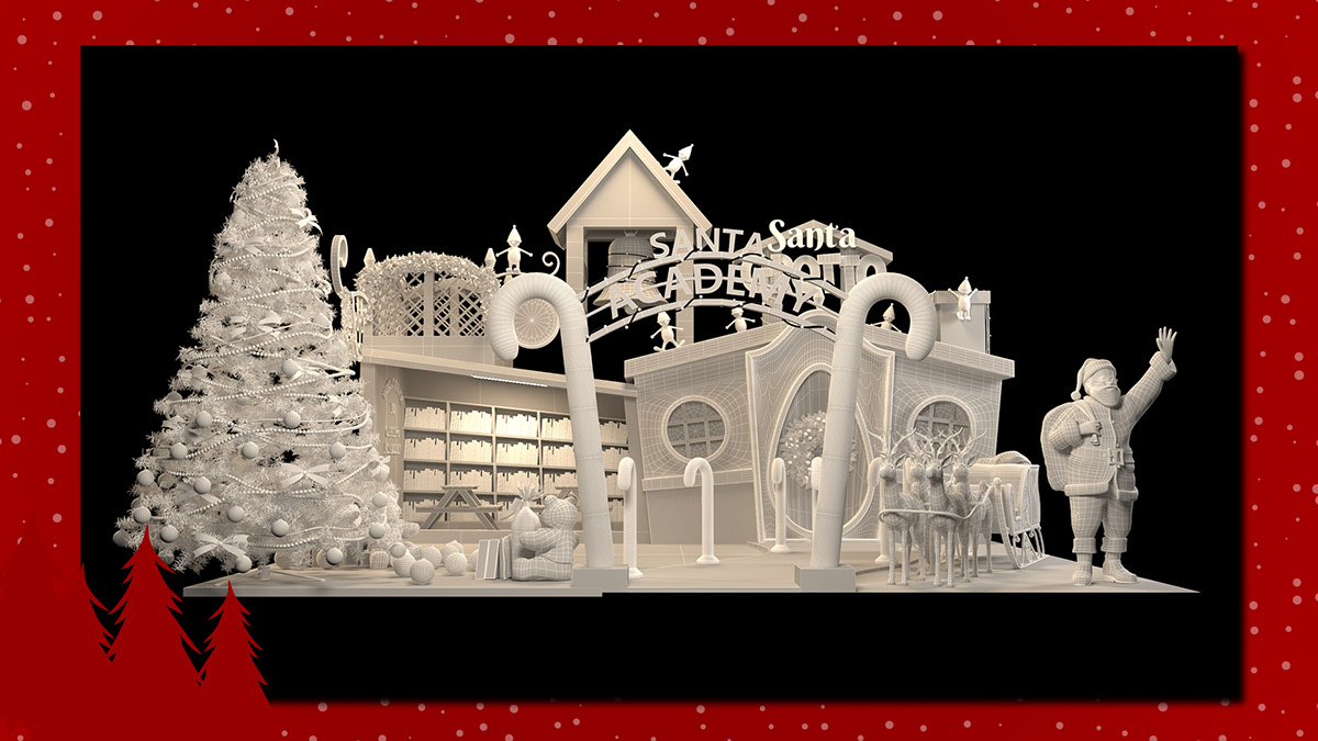 3D Christmas December grotto newyear red santa winter xmas