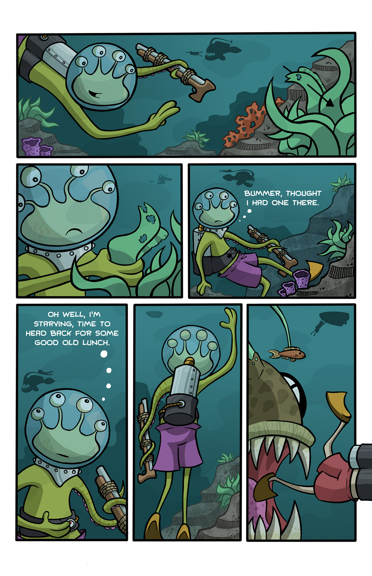 fishing comic Ocean digital diving scuba fish monster SCAD