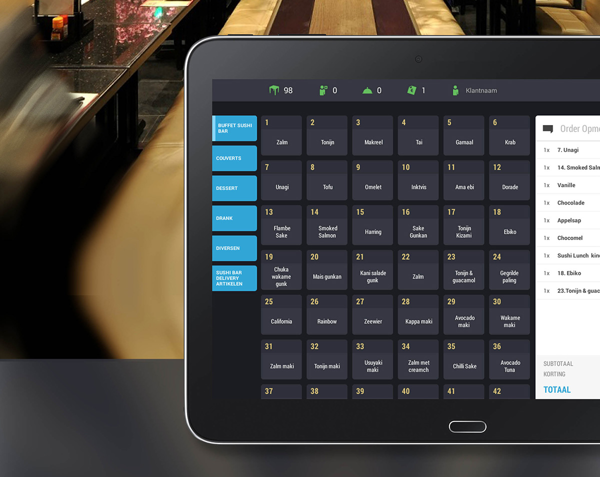 pos UI ux interaction tablet software flat