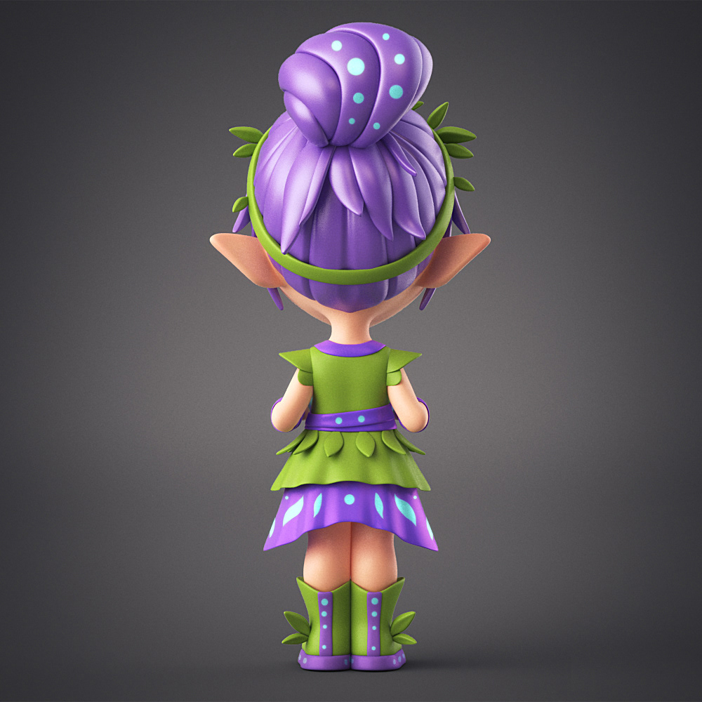 3D Character pixie doll cute girl fairy kids color model