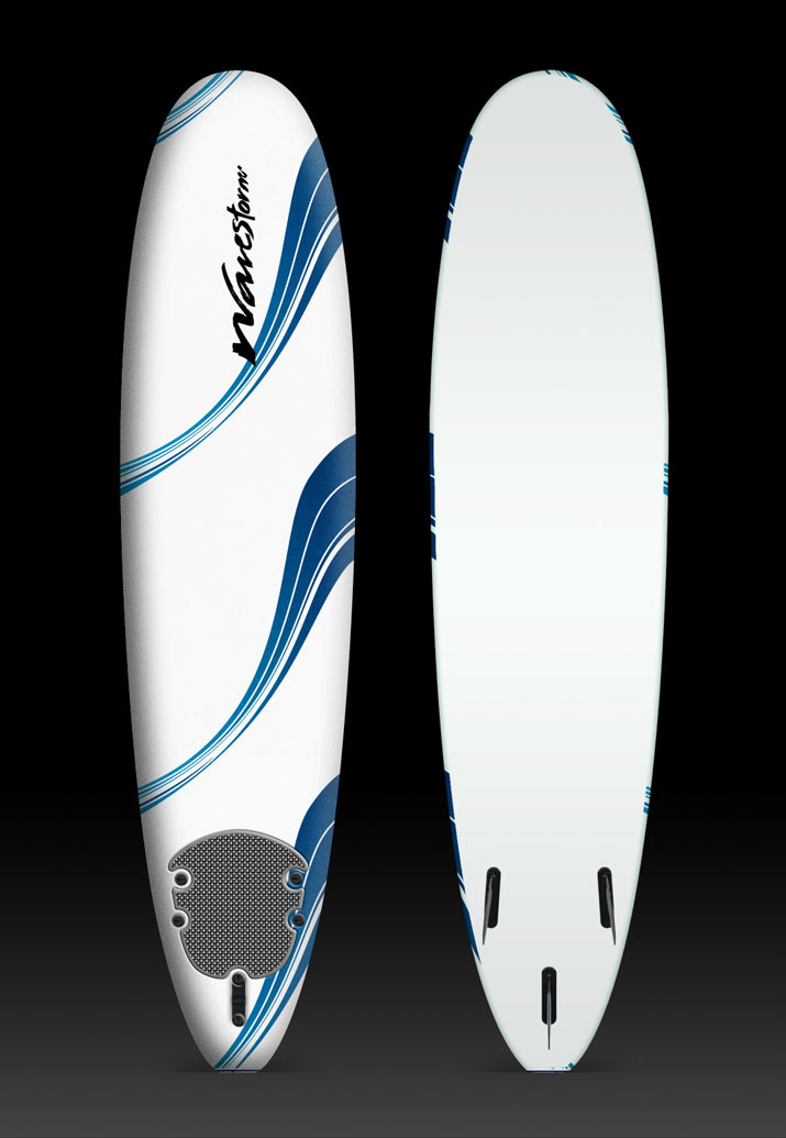 Surf surfboard Agit Global Inc. WaveStorm poster carton box waves campovisual  campo visual Pedro Costa 8' soft surfboard deck graphics