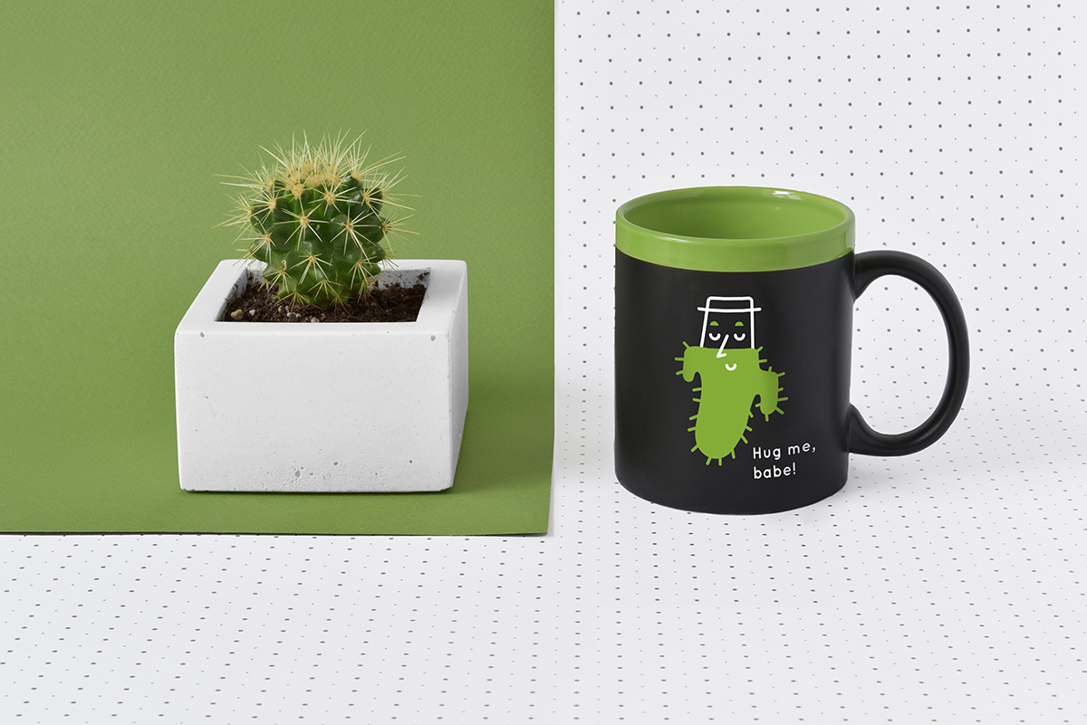 product cup cactus dress design yellow Mug  merchandise green notebook