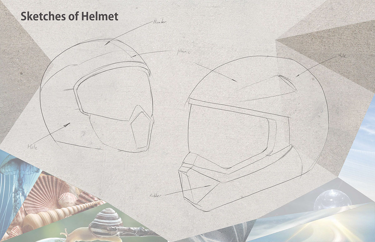Helmet sketch photoshop rendering