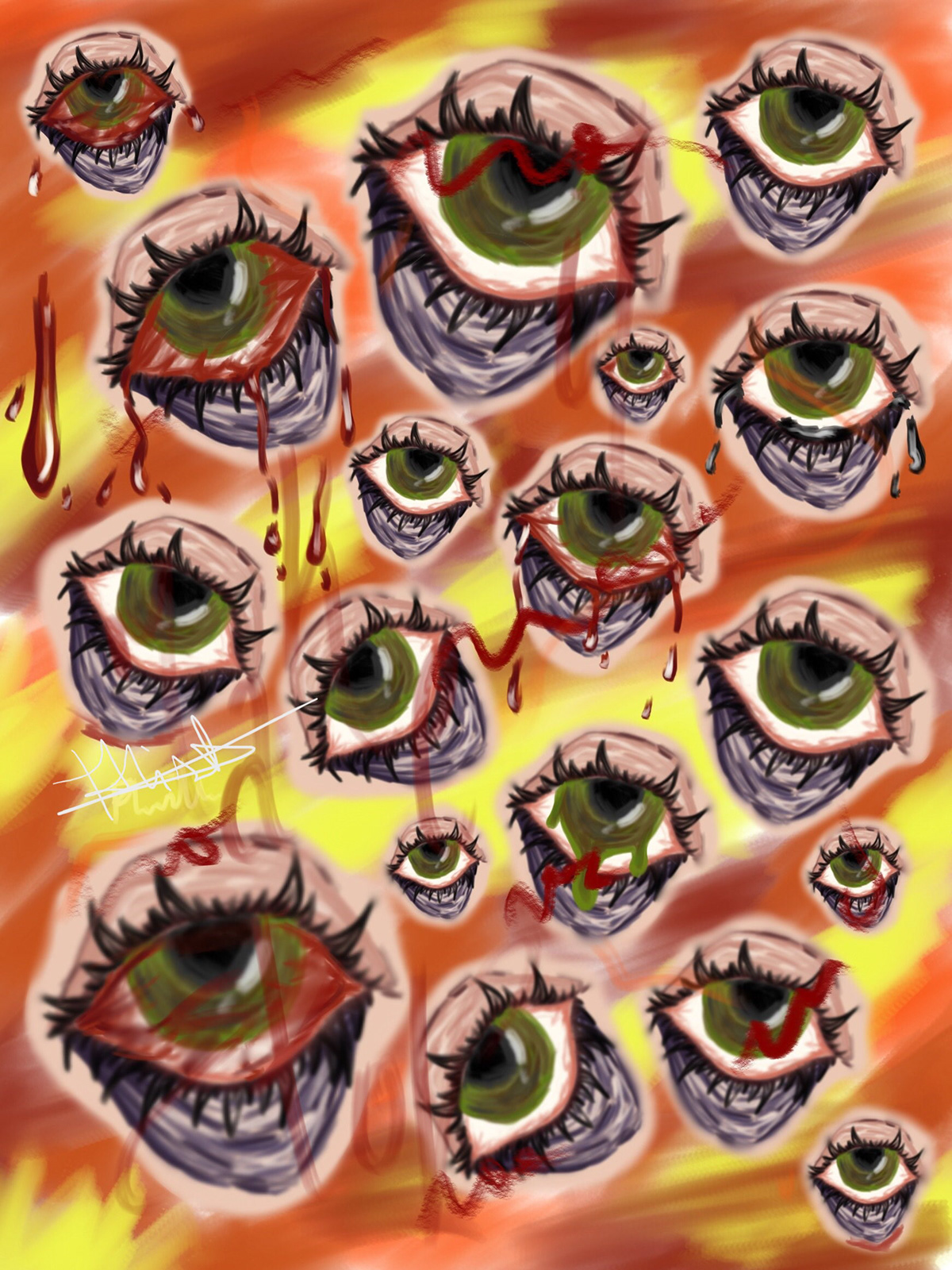 ILLUSTRATION  Horror Art artwork artist painting   creepy eyes digital illustration art red