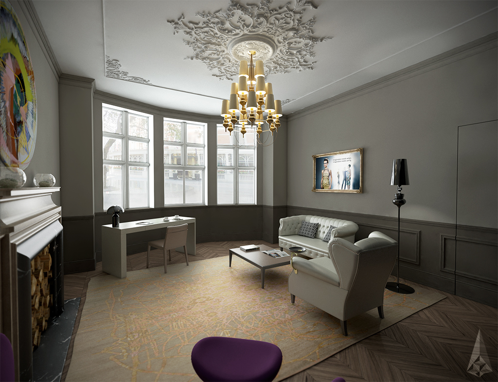 London Monaco mayfair Office offices vintage 3D 3dfactory factory Interior design Renderings vray photoshop 3dsmax
