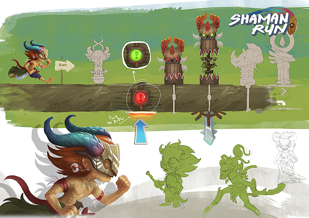 runner Infinite Runner videogame game game concept concept art game environnemnt shaman shaman runner