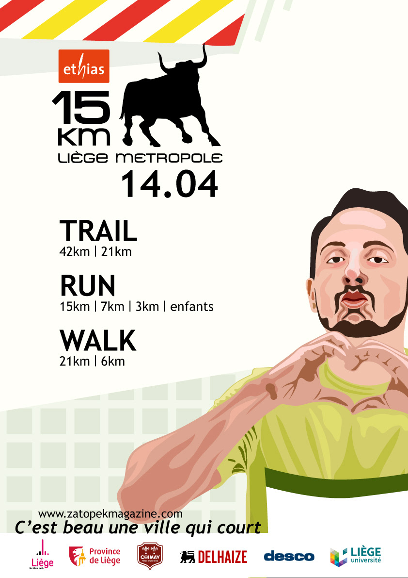 liège Marathon run trail walk Poster Design Illustrator sports