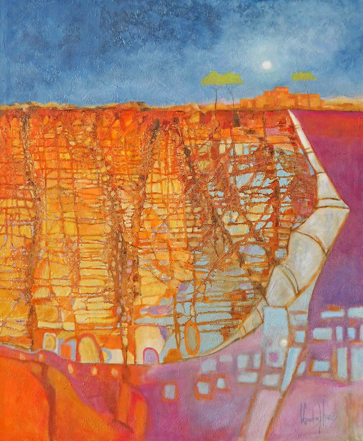 Landscape abstract figurative moon