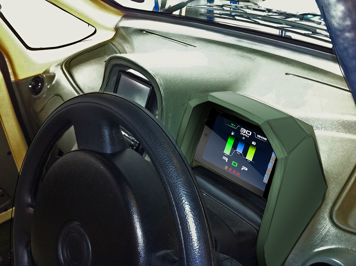 Autmotive design microcab Interior iPad UI user Interface