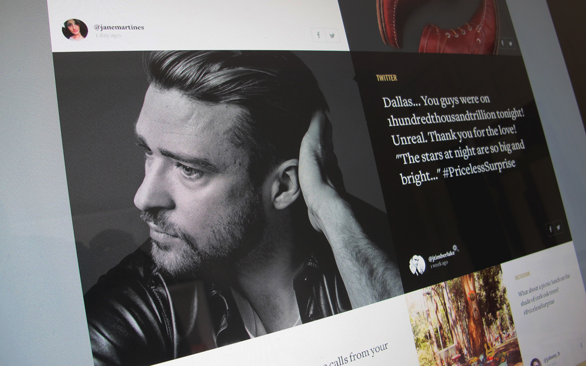 Justin Timberlake mastercard PricelessSurprises grid Responsive